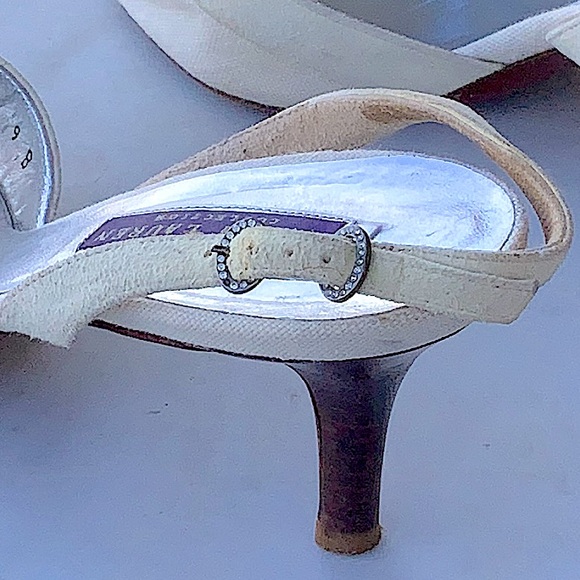 RALPH LAUREN COLLECTION SLING BACK  SUEDE LINEN 3 IN 9M Y2K VINTAGE ITALY - Picture 9 of 12